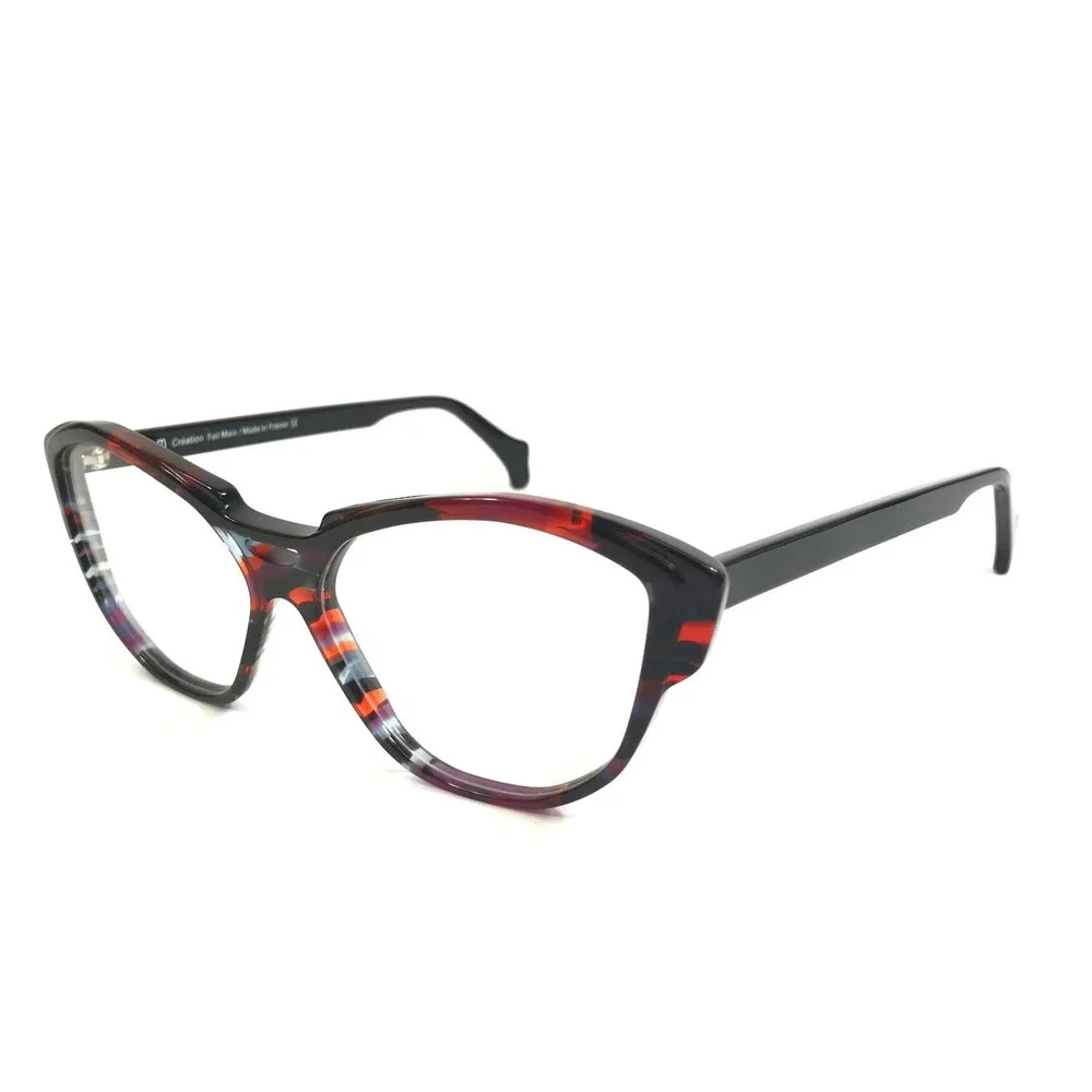 PLM Creation Eyeglasses Frames DIVA VI 151 Black Red Blue Speckled 55-14-145